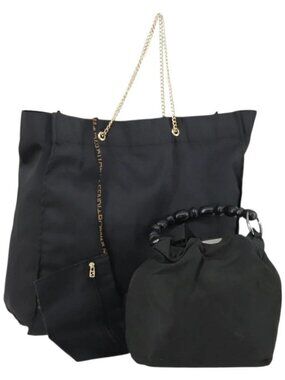 Christian Dior Fendi Hand Bag Nylon 2 Set Black Auth